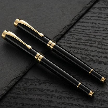 Golden Text Custom Engraving Fountain Pen | School Supplies 2024 Stationery | Men's Luxury Writing Office Metal Pen