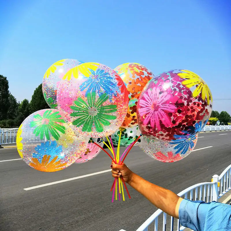 10PCS 12-Inch Chrysanthemum Foam Sequin Latex Balloons – Ice Cream Confetti Party Decorations