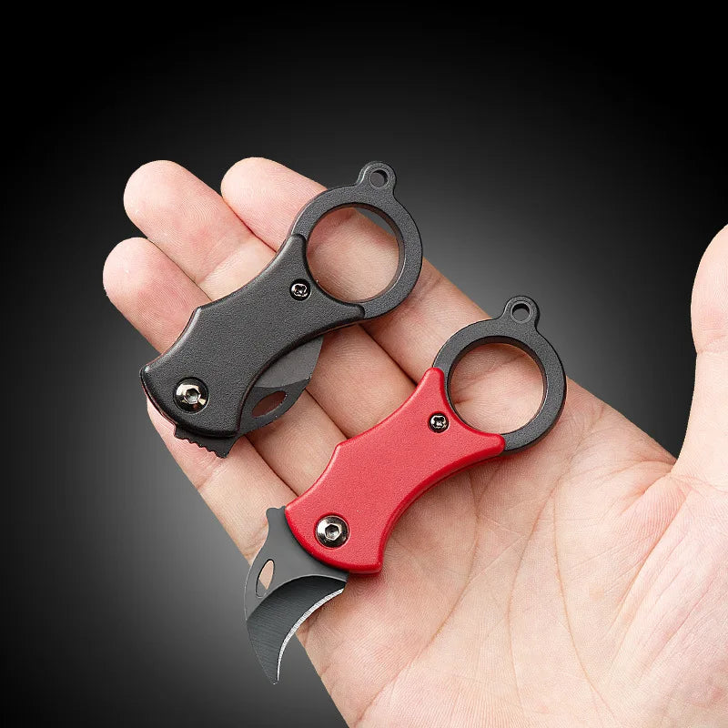 Mini Keychain Pocket Knife – Stainless Steel Camping EDC Tool with Fixed Blade, Peeler, and Portable Chain
