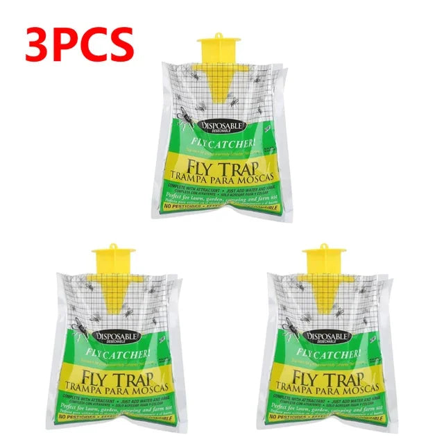 Hanging Fly Catcher Bags – Non-Toxic, Water-Soluble Disposable Fly Traps for Home & Garden