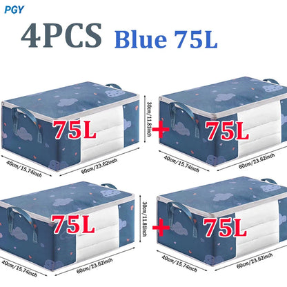 Big Capacity Storage Bag – 4/2/1PCS Moisture & Dust-Proof Organizer for Quilts, Clothes, Duvets, Blankets, and Luggage