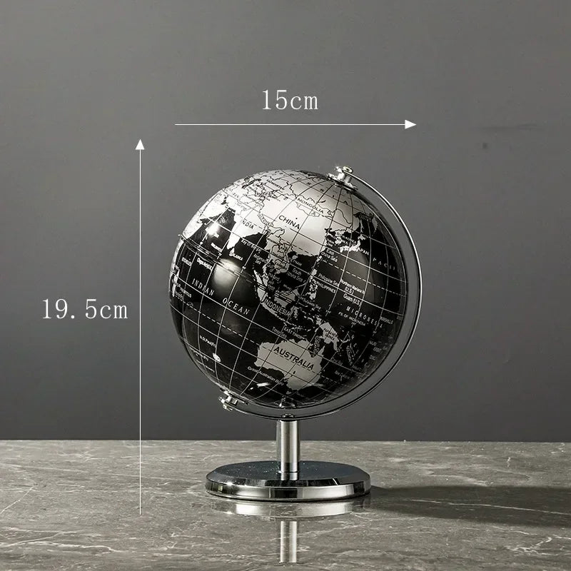 Rotating World Globe with Metal Base – Educational Geography Globe for Children, Classroom Learning Stand