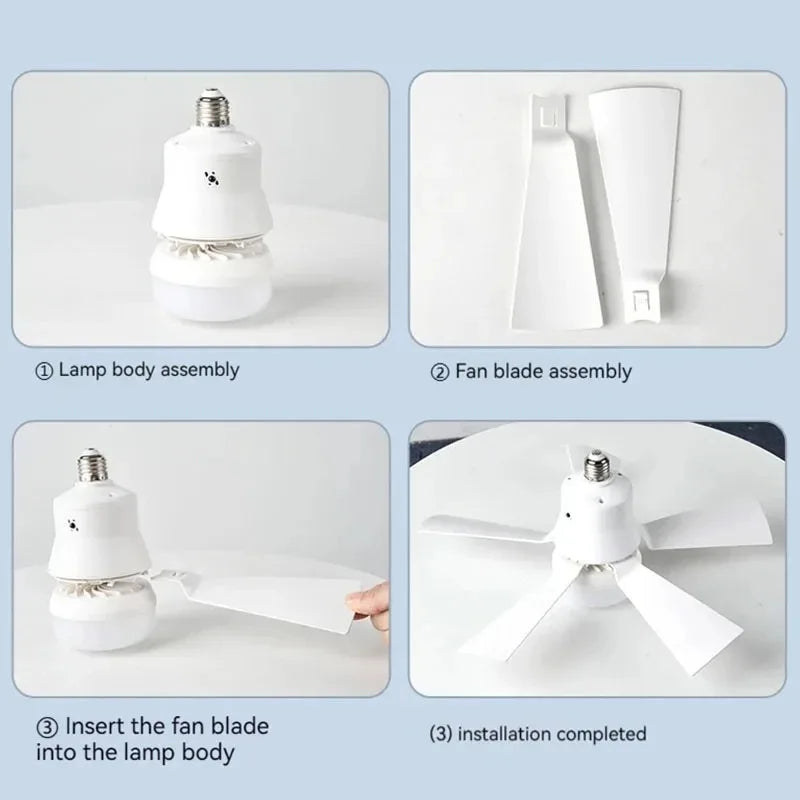 Ceiling Fan with LED Light and Remote Control – Recessed Installation, Removable, Dimmable, Silent Design for Home Use