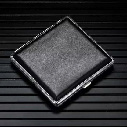 Leather Cigarette Case Holder - 20-Stick Capacity Metal Storage Box for Men, Portable Smoking Accessory Gift