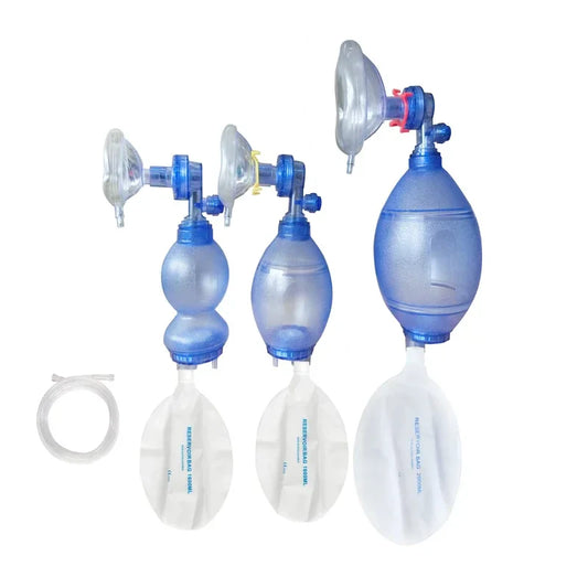 PVC Self-Help Respirator Training Bag Valve Mask – Adult, Child & Infant AED Training Tool with Carry Case