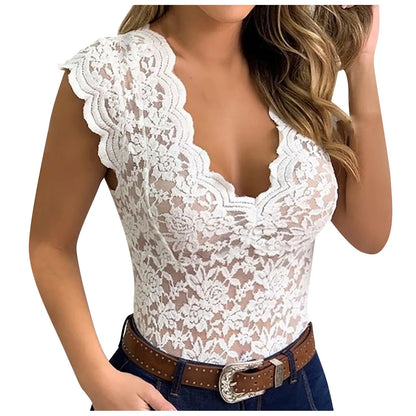 Women’s Lace Camisole Tank Top – Sexy V Neck Summer Bralette Vest in Candy Colors