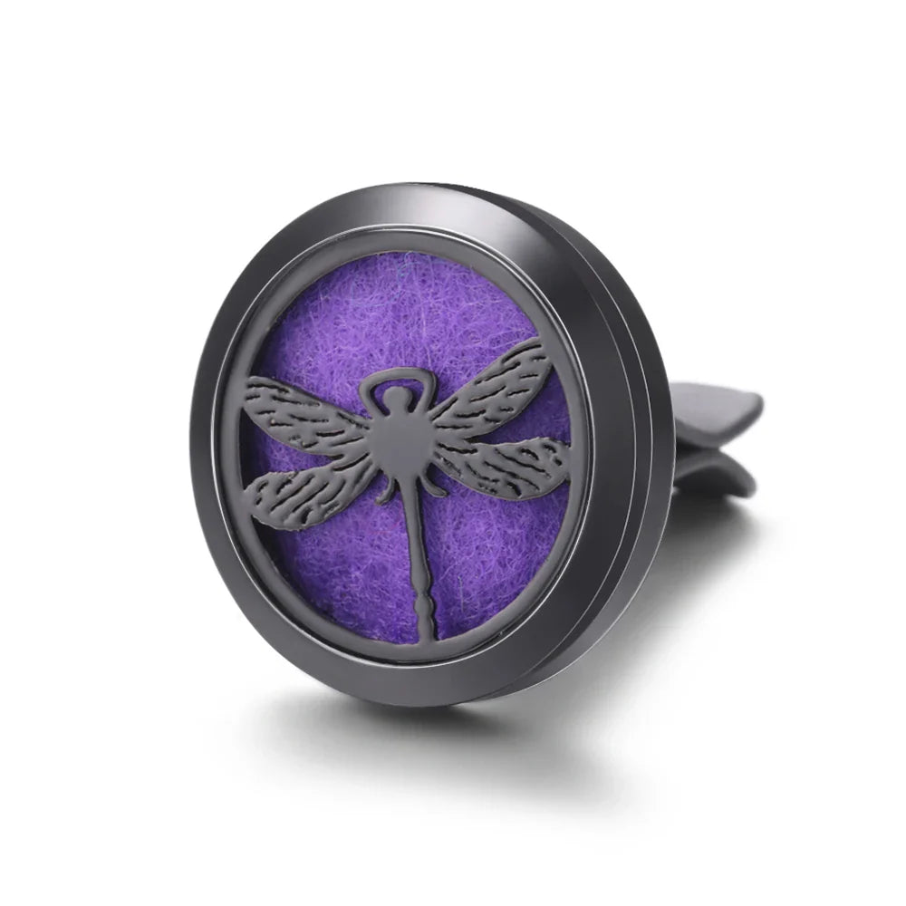 All-Black Tree of Life Car Air Freshener – Stainless Steel Aromatherapy Essential Oil Diffuser Locket Pendant