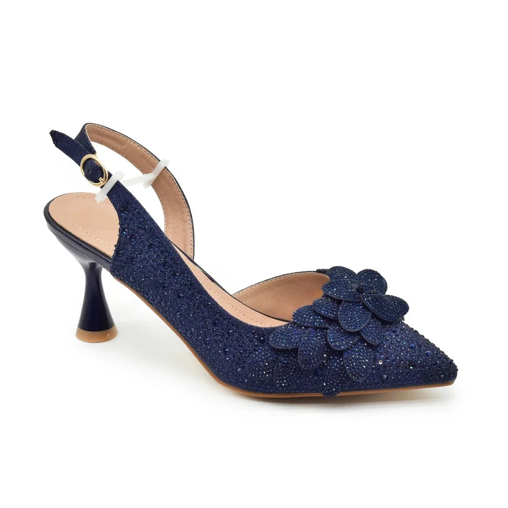 Women's Luxury Diamond Shoe & Bag Set - Italian Style High Heels & Matching Pumps