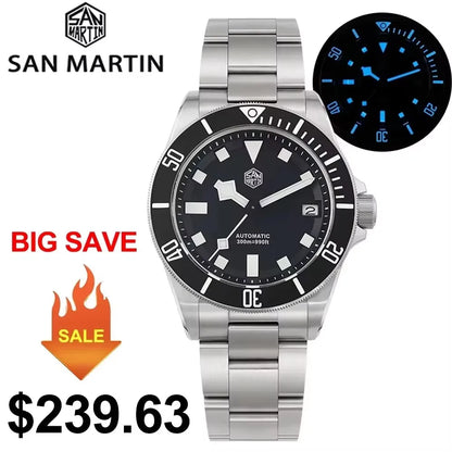 San Martin SN0121T Titanium Diving Watch – NH35 Automatic, Grade 2 Titanium, 120-Click Bezel, 300M Waterproof Wristwatch