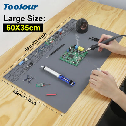 Toolour High-Temperature Silicone Welding Pad – Non-Slip Durable Mat up to 500℃, Multi-Size for Welding Work
