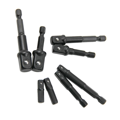 8pc Electric Screwdriver Adapter Set – 1/2'' Hex, 3/8'' Square, 1/4'' Extension Rod Tool Accessories