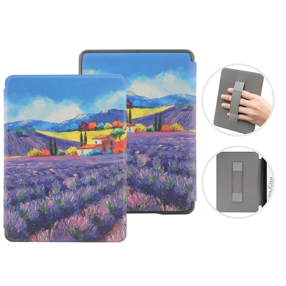 6" Kindle 11th Generation 2024 Case | PU Leather Ebook Cover with Hand Strap & Auto Wake Sleep