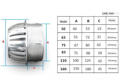 Stainless Steel Round Balcony Roof Floor Drain - Large Displacement, Anti-Blocking Outdoor Rain Bucket Drainage