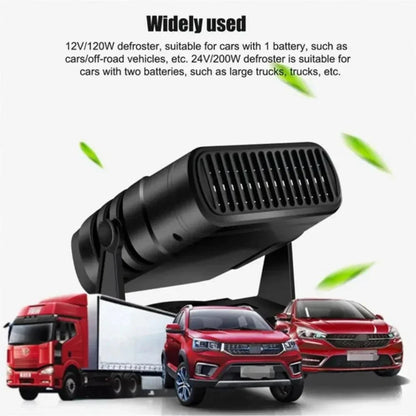 Electric Car Heater & Air Cooler Fan 12V/24V – Portable 120W Demister Defroster for Windshield Defogging