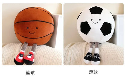 CM Sports Plush Toy — Football & Basketball Dolls, Creative Pillow & Interactive Pet Ball for Dogs & Cats