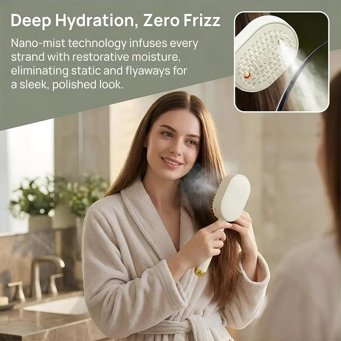 Electric Steam Hair Comb with Spray Massage - Anti-Frizz & Anti-Static Hair Styling Brush