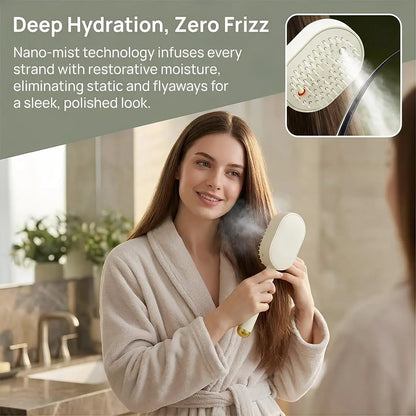Electric Steam Hair Comb with Spray Massage - Anti-Frizz & Anti-Static Hair Styling Brush