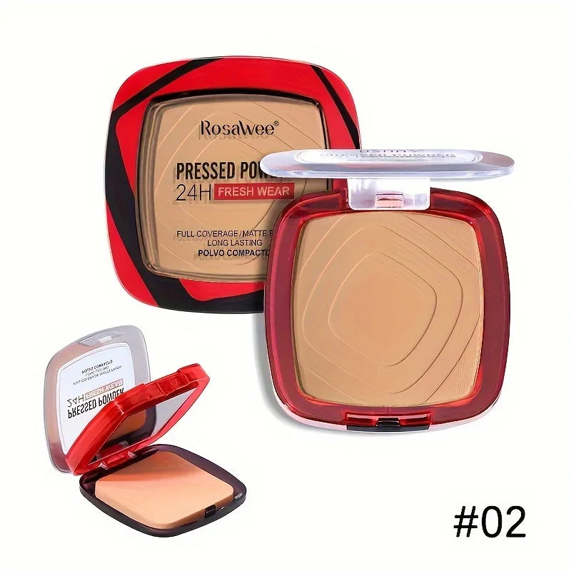 Full Coverage Pressed Powder Foundation – Matte, Oil-Control, Long-Lasting 24H Face Makeup with Puff Applicator