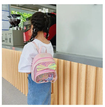 Disney Frozen Elsa & Anna Sequins Backpack - Fashion Glitter PU Leather School Bag for Girls, Kawaii Travel Backpack & Christmas Gift
