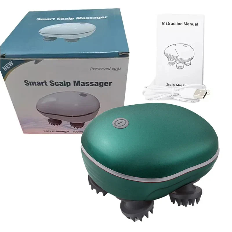 Electric Scalp Massager with Red Light Therapy – Antistress Body Massage Tool for Muscle Tension & Tiredness Relief