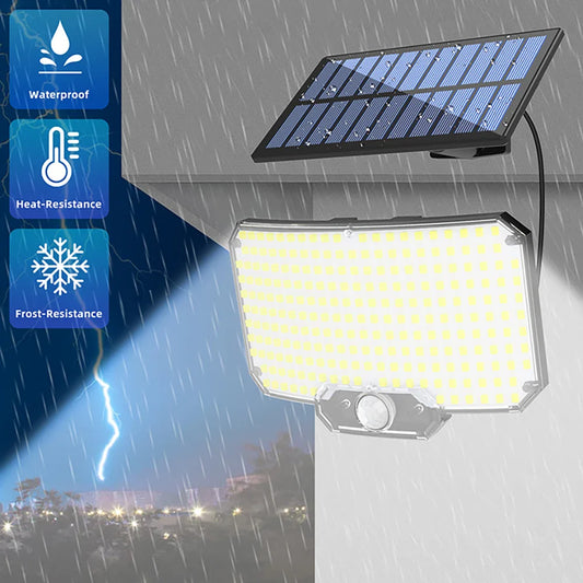 Solar LED Motion Sensor Security Flood Light, 226–280 LED IP65 Waterproof Outdoor Split Wall Lamp with 3 Lighting Modes
