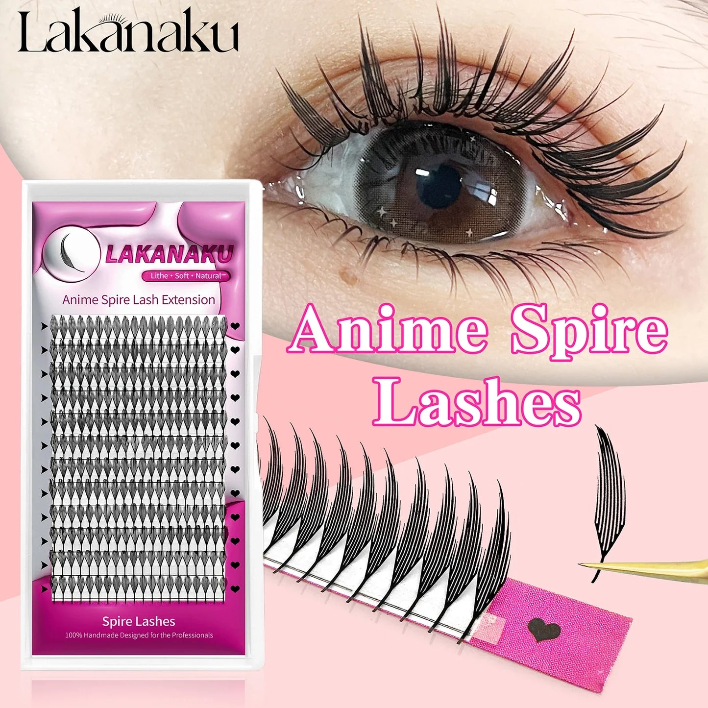 Premium Mink Eyelash Extensions by LAKANAKU — Cashmere Feather Individual Lashes C/CC/D Curl