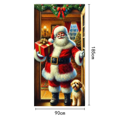 Christmas Fabric Door Banner – Merry Christmas Hanging Background for Photo Booth, Xmas Decor & Photography Props