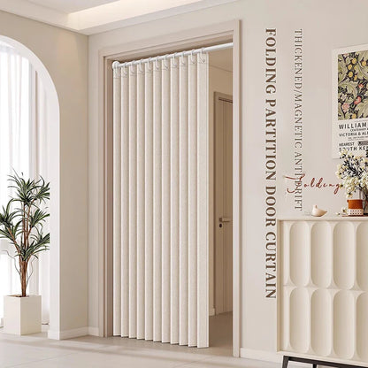 Elegant Folding Door Curtain – No-Punch Design for Privacy & Stylish Home Space Partitioning