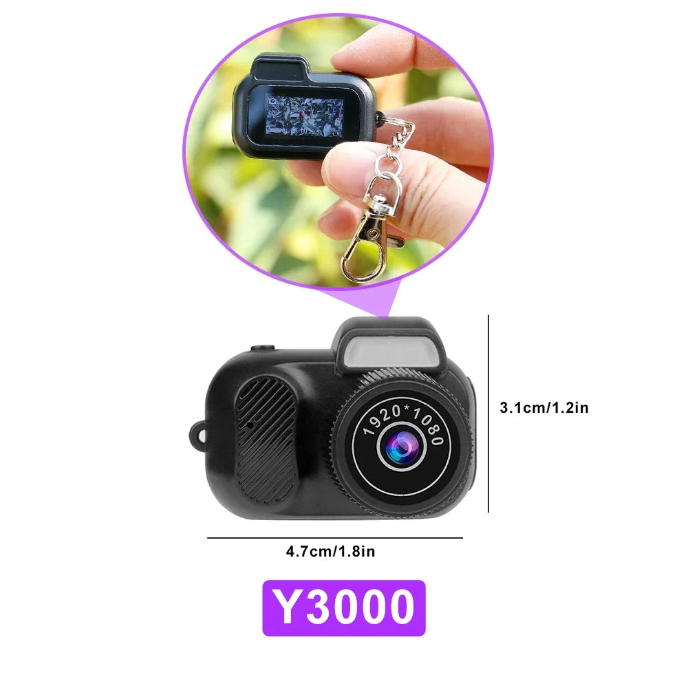 Y4000 Mini Digital Camera - HD 1080P Portable Video Recorder with Screen, Flash Light, Battery Dock & Compact Retro Design