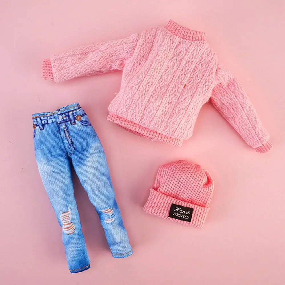 1/6 Doll Winter Fashion Outfit – Handmade Sweaters, Pants & Hats for 29–32cm Dolls