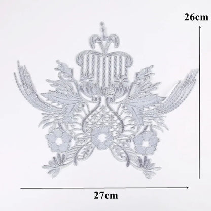 Silver Baroque Sequin Flower Applique – Embroidered Iron-On Patch for Wedding & DIY Crafts