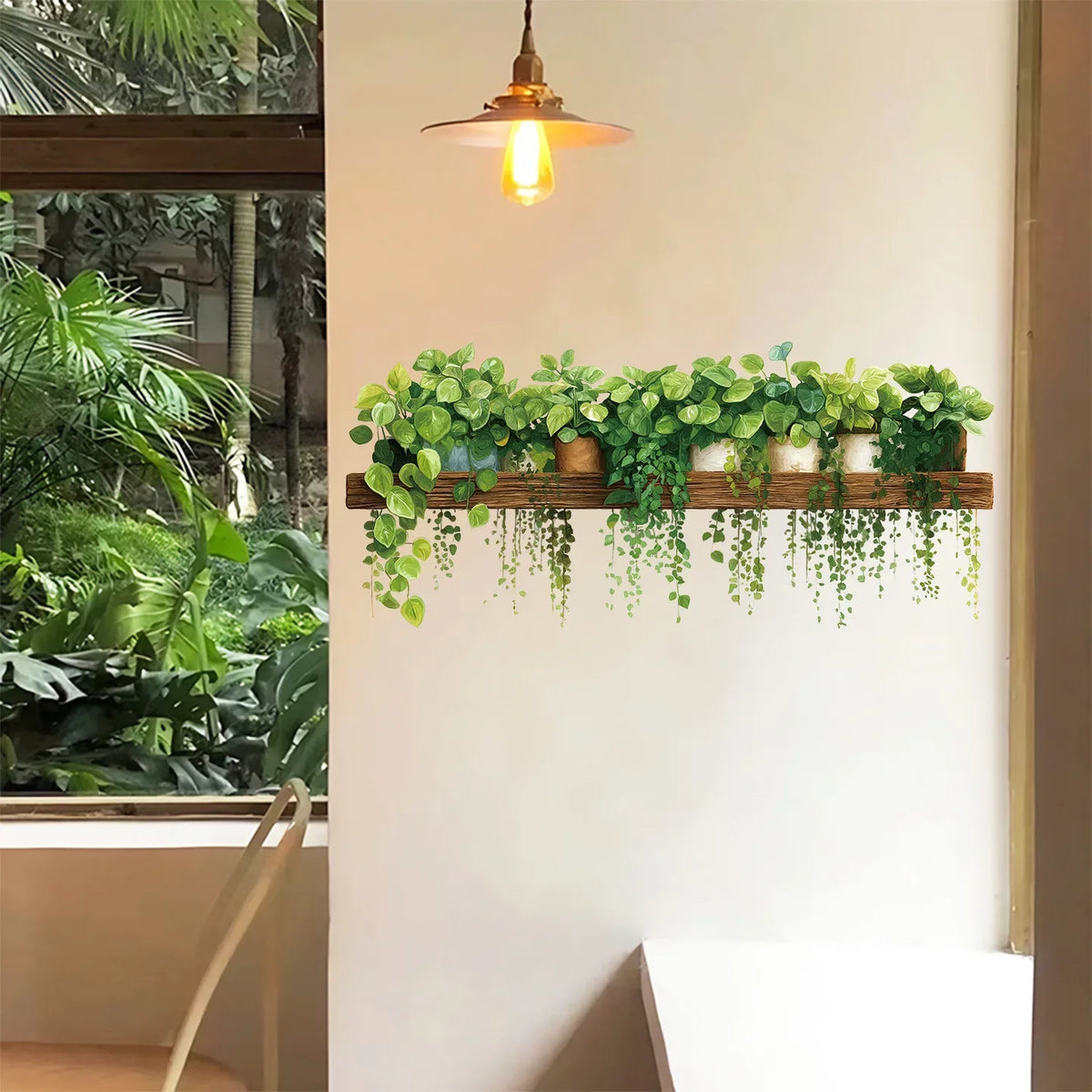 Green Leaves Plant Branch Wall Stickers – PVC Mural Art Decals for Bedroom, Living Room, and Home Wall Decoration