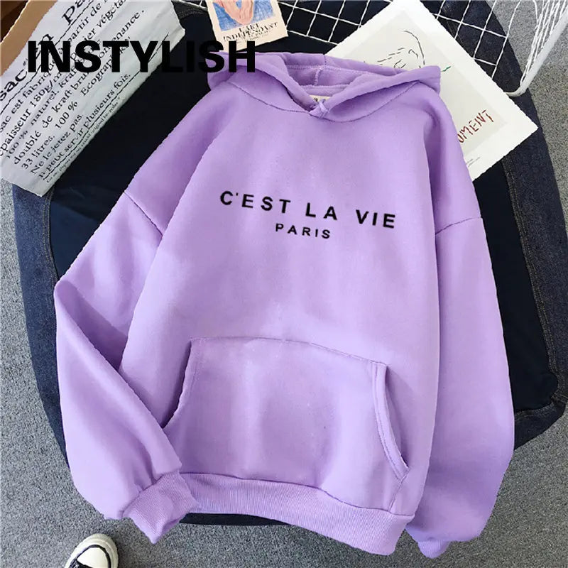 Women's Casual Print Loose Hoodie – Spring Long-Sleeve Harajuku Pullover Sweatshirt, Streetwear Style