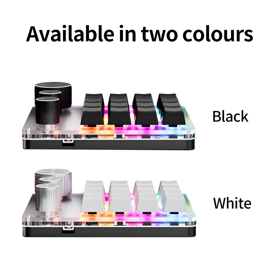 2.4G Bluetooth Mechanical Keyboard – 16-Key Custom USB with Knob, Volume Control, Macro & Gaming Modes