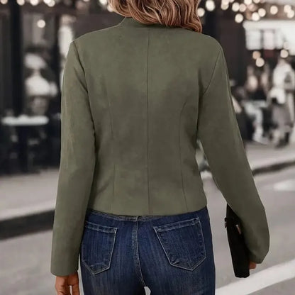 2024 Women's Double-Breasted Suit Jacket – Thin, Solid Color, Versatile Fashion for Autumn & Winter