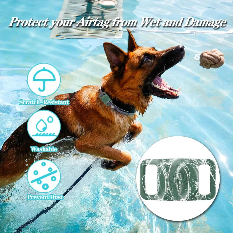 2-Pack AirTag Dog Collar Holders — Waterproof Silicone Hidden Loop Anti-Lost Tracker Accessory