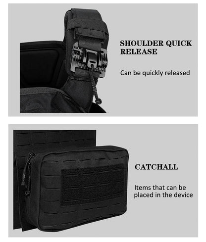 New 6094 Combat Vest – Quick Detachable Light Laser Cut Tactical Gear, Black Airsoft Carrier for Combat Equipment