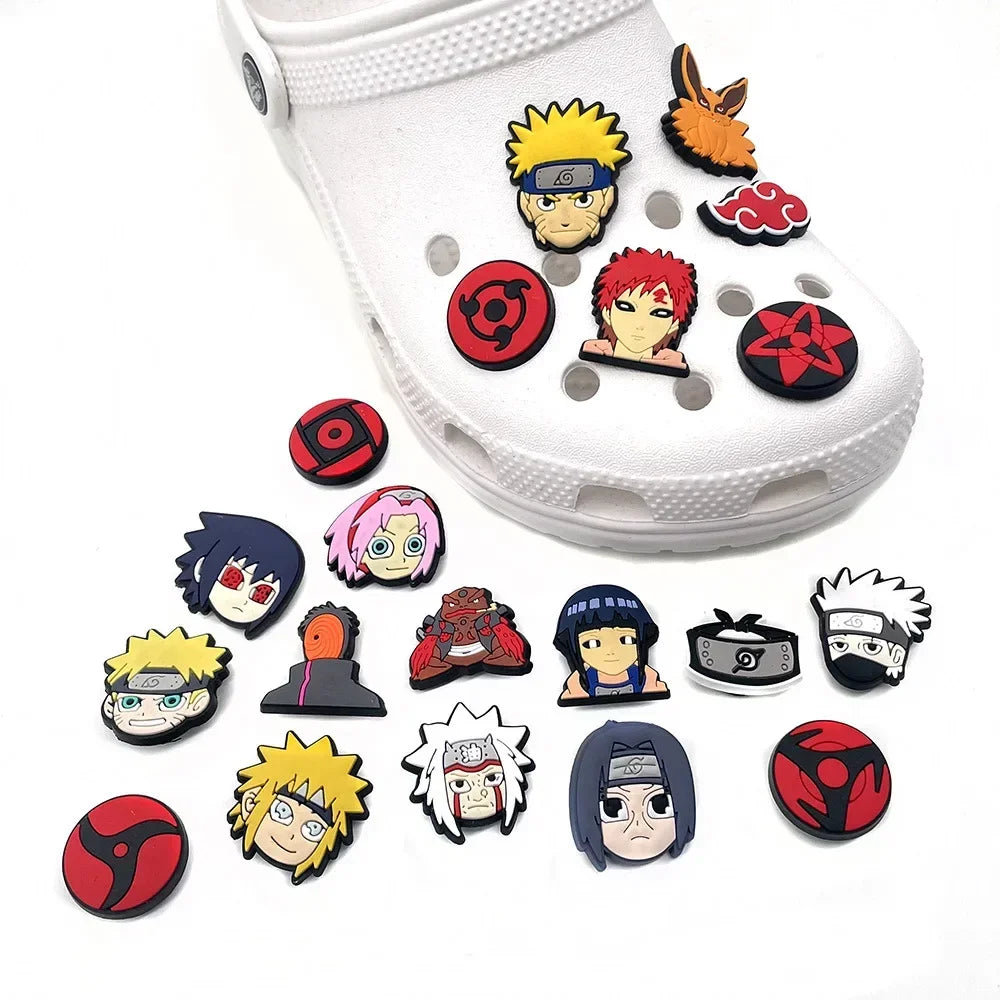 20Pcs Naruto Anime Shoe Charms – Kawaii PVC Badges for Sandals, DIY Accessories & Kids Christmas Gift
