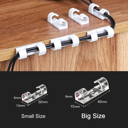 20/5PCS USB Cable Organizer Clips - Wire Winder Holder for Earphone, Mouse Cord - Protector Management with Adhesive Hooks - Desk Clamp Solution