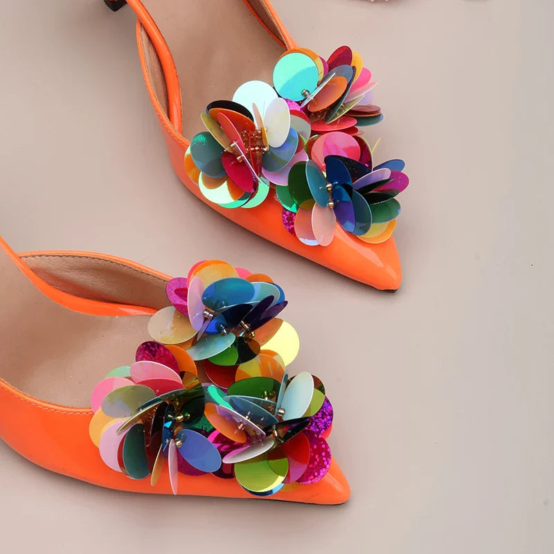 Fabric Sequin & Beaded Flower Shoe Clips – Removable High Heel Buckles, Wedding & Women’s Shoe Decoration