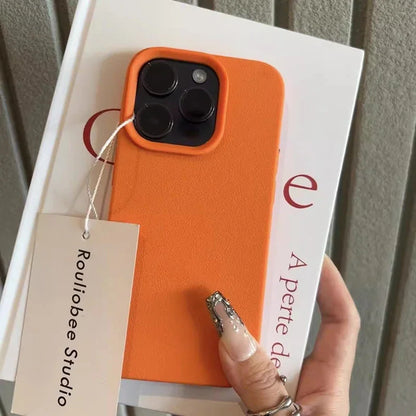 Candy Color Lichee Pattern Soft Phone Case – Shockproof Cover for iPhone 11–17, Pro Max, Air, 16E, X, XS, XR