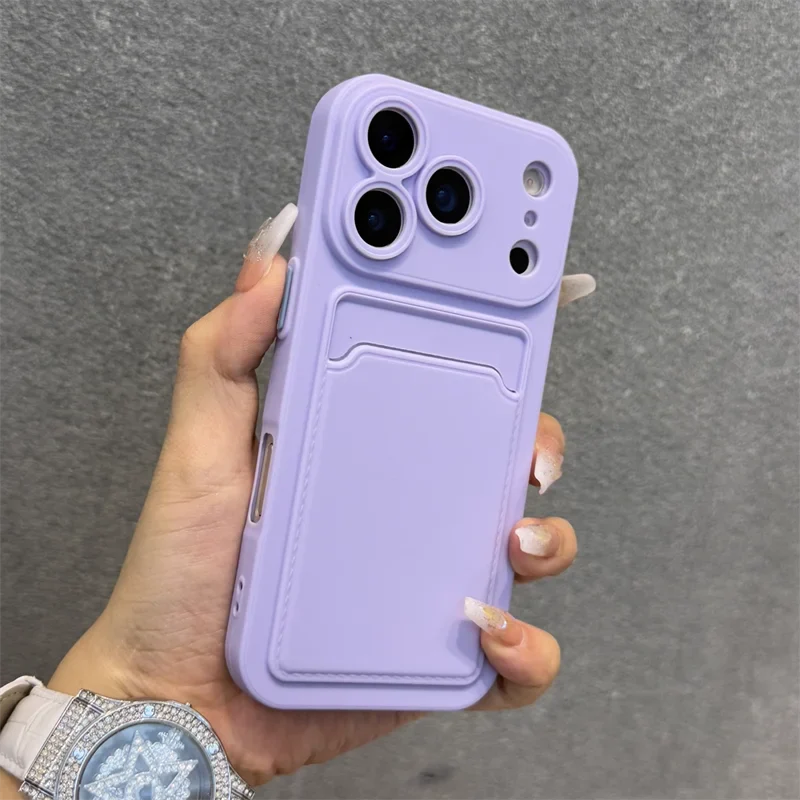 Luxury Soft Silicone Wallet Case for iPhone – Shockproof Card Holder Slot Cover for iPhone 17 Air, 16E, 15, 14 Plus, 13, 12 Mini, 11 Pro Max, XR & XS