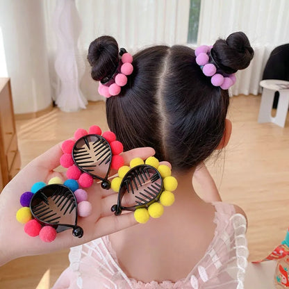 Kid's Fruit Hair Claw: Adorable Hair Clip Ornament with Hairball Design - Non-Injury Headwear for Girls' Cute Hairstyles
