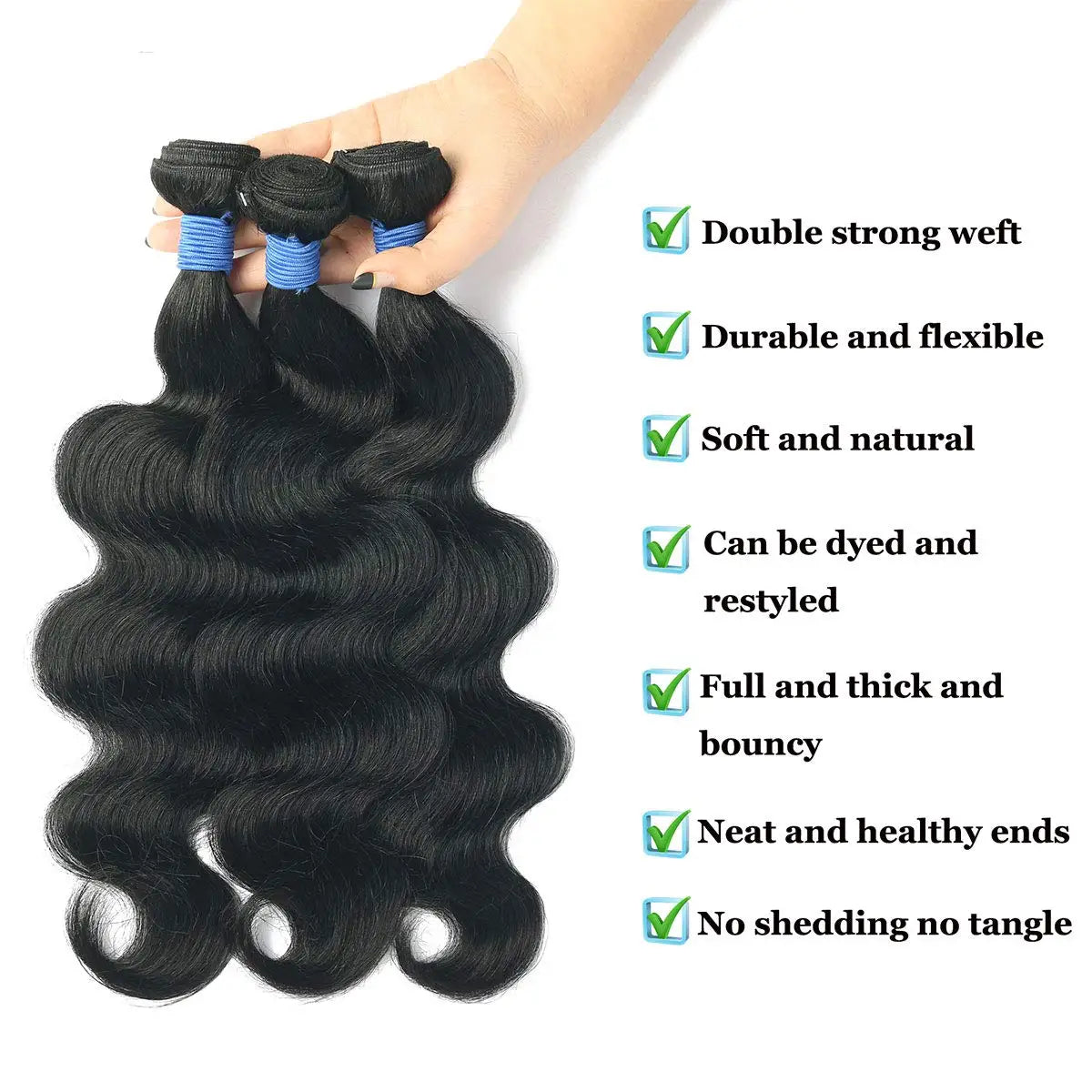 38-40 Inch Body Wave Bundles – Brazilian Remy 100% Unprocessed Human Hair Weave Extensions, Double Drawn