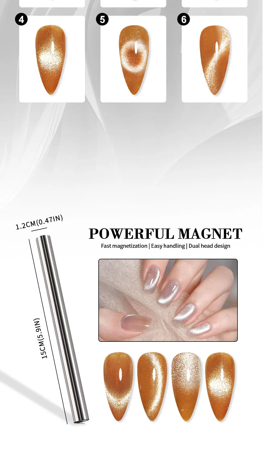 Nail Art Magnetic Wand Pen Set - 3D Cat Eye Gel Painting, UV Gel Polish Magnet Tools for Magic Manicure
