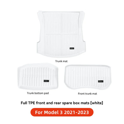 YZ TPE White Foot Pad — Fully-Surrounded Floor Liner for Tesla Model 3 & Model Y (2021–2025) | Waterproof, Non-Slip