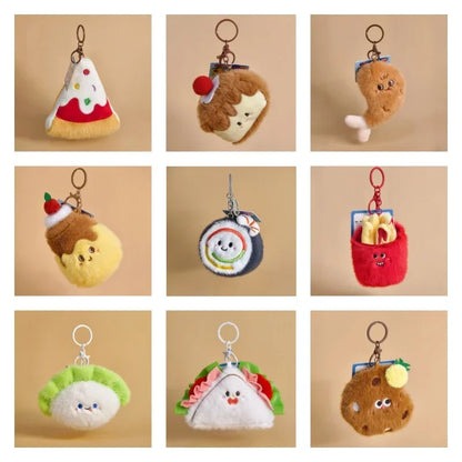 16 Styles Kawaii Mini Snack Plush Keychain – Cute Food Pendant Bag Charm Birthday Gift for Kids