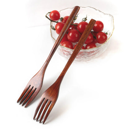 5-Piece Wooden Spoon and Fork Set – Eco-Friendly Natural Ellipse Ladle for Cooking, Tableware Accessories