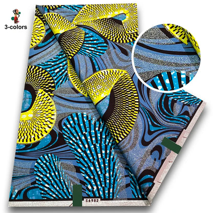 African Gold Print Wax Fabric - 100% Cotton Soft Nigerian Ankara Batik Pagne Material