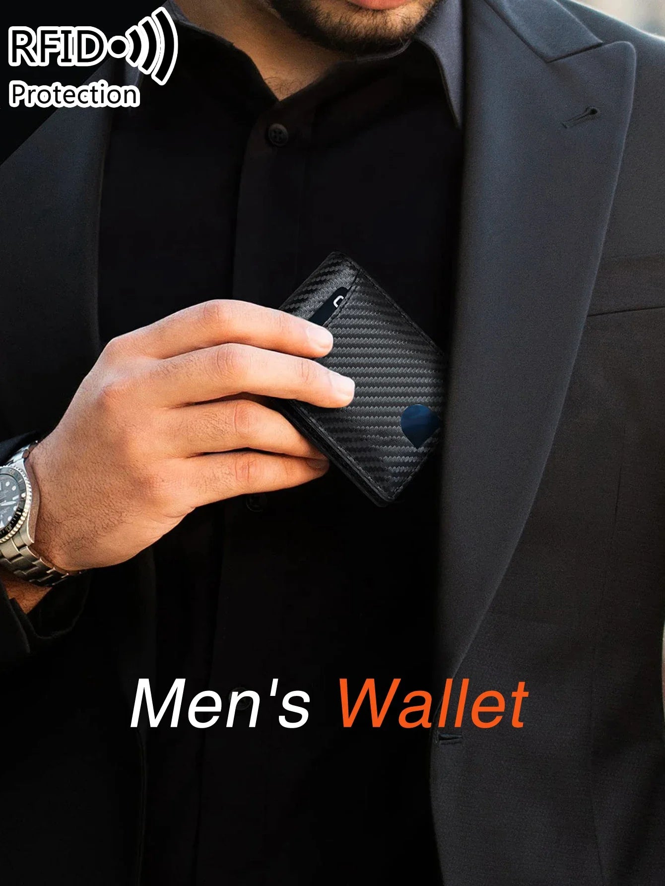 RFID Carbon Fiber Men’s Wallet — Ultra-Thin Mini Card Holder with 7 Slots